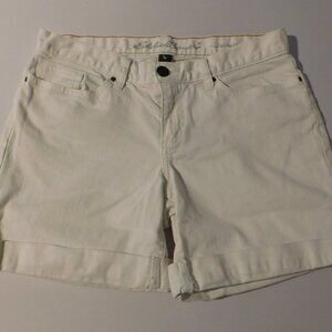 Eddie Bauer Boyfriend Cuffed White Denim Stretch  Casual Classic White Short 4